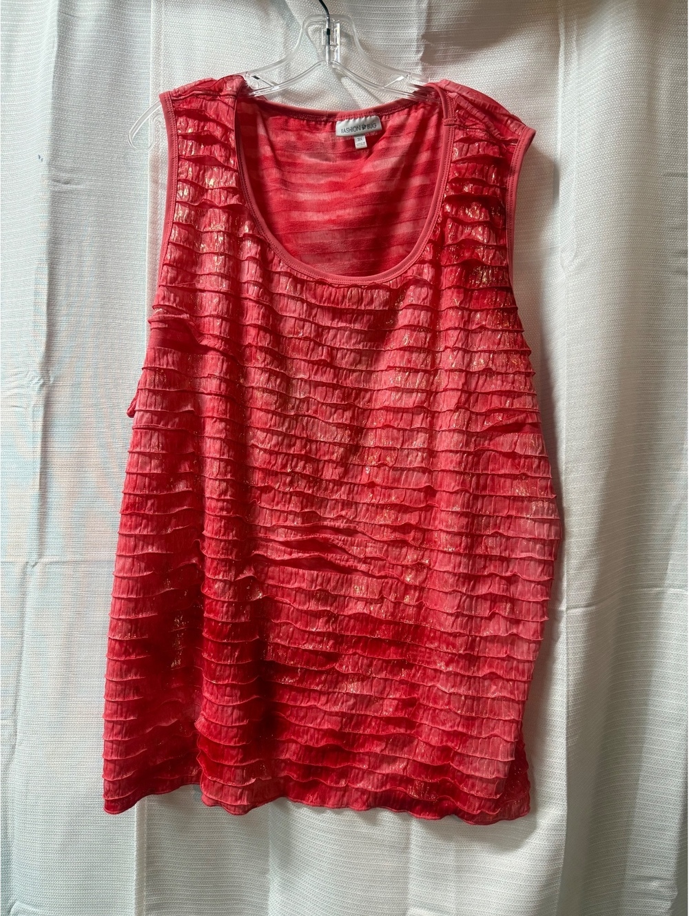 Fashion Bug Women's Red Textured Sleeveless Tank Top 3X